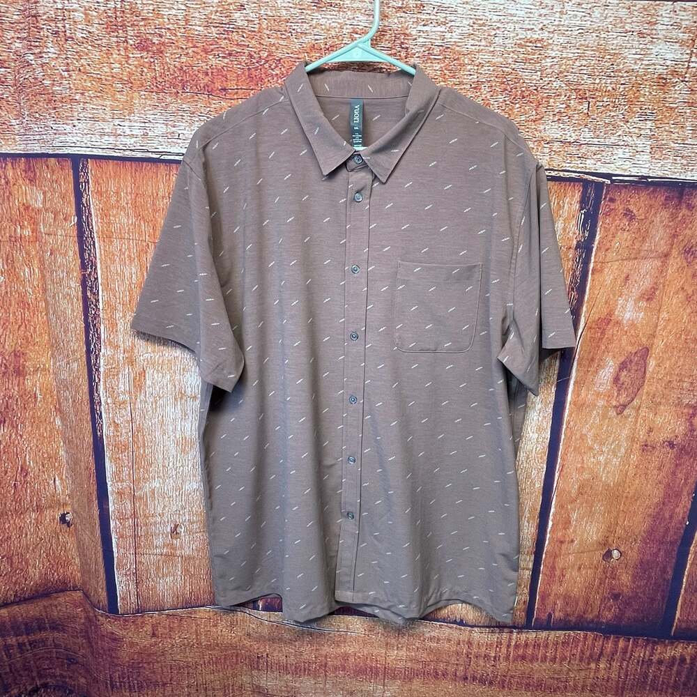 Vuori Men's Short Sleeve Button-Down Shirt with Dash Pattern XXL